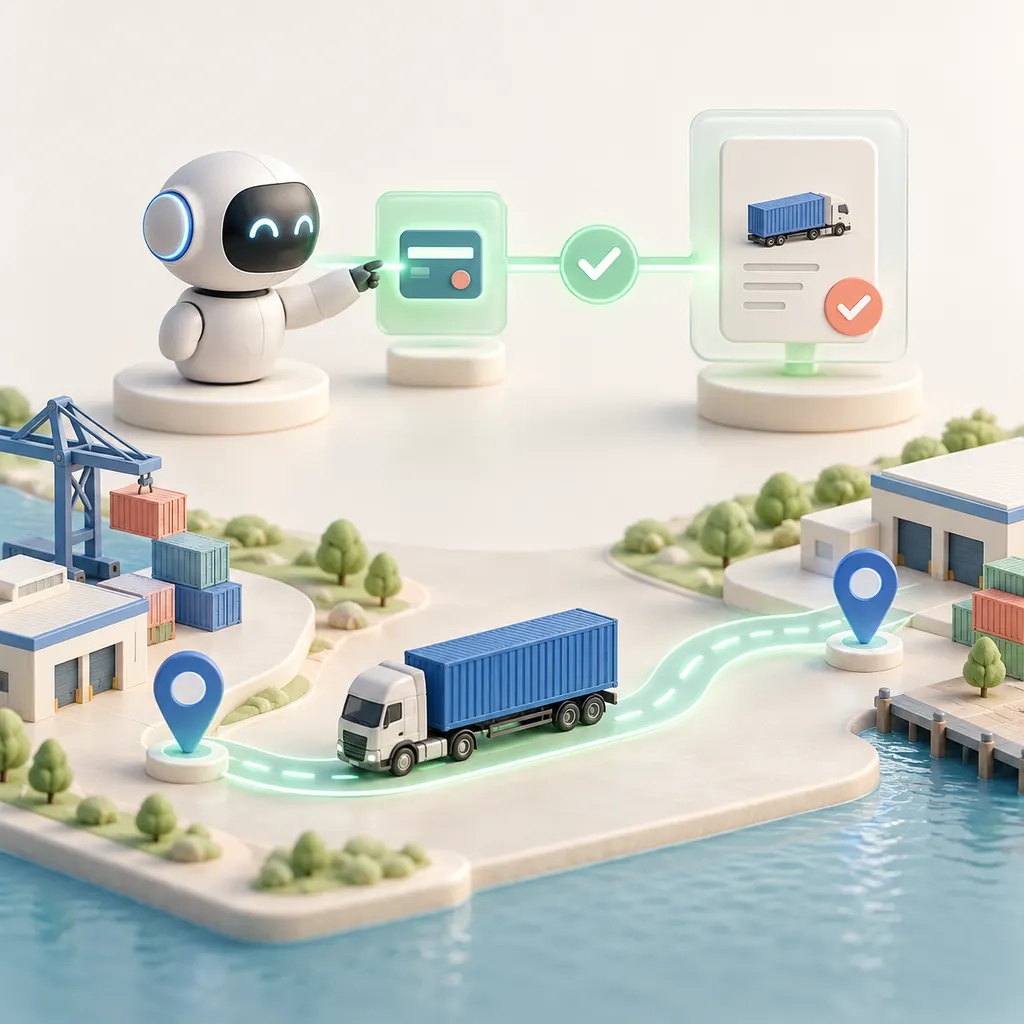 An AI agent purchasing an instant freight quote for a delivery route